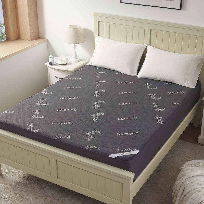 【BEDLORE】Bamboo Leaf Pattern Waterproof Fitted Sheet, Soft & Breathable Non-Slip Bed Sheet with Deep Pockets, Ideal for Bedroom & Home Use