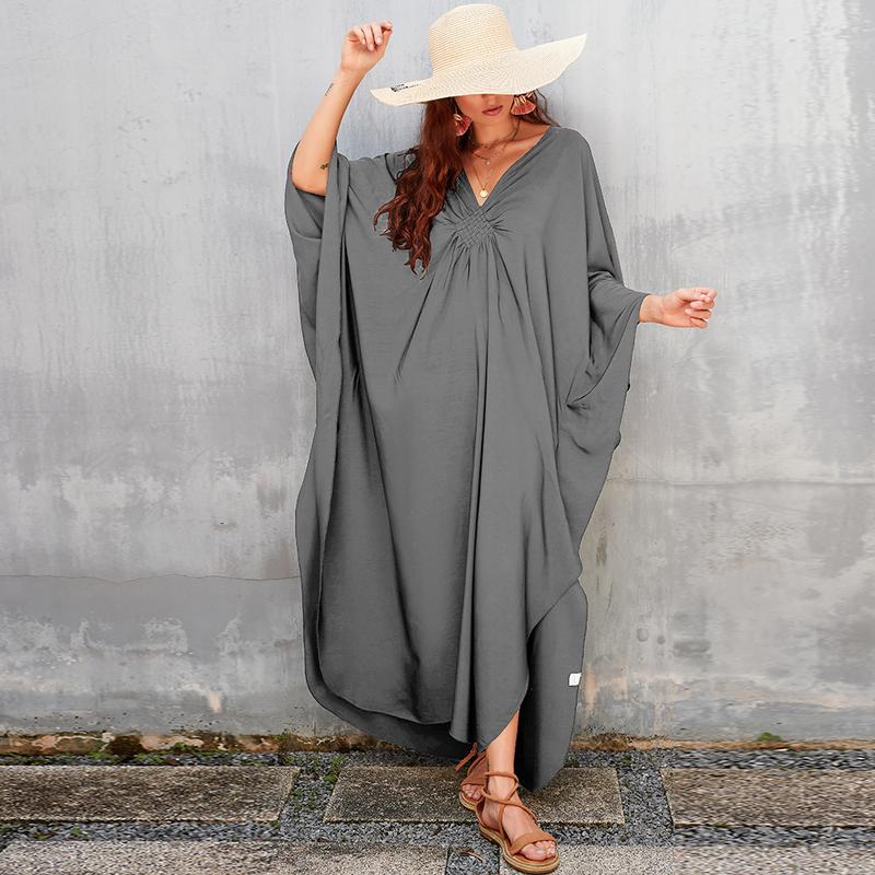 Bsubseach Women Ethnic Print Kaftan Dress , Plus Size All Over Print  TunicDress, Boho Casual V Neck TunicDress for Women, Women's Plus Cover Up,Mrs. Roper Kaftan ，bubu，mumu，Casual Womenswear Maxi Modesty Muslim Clothing Baggy