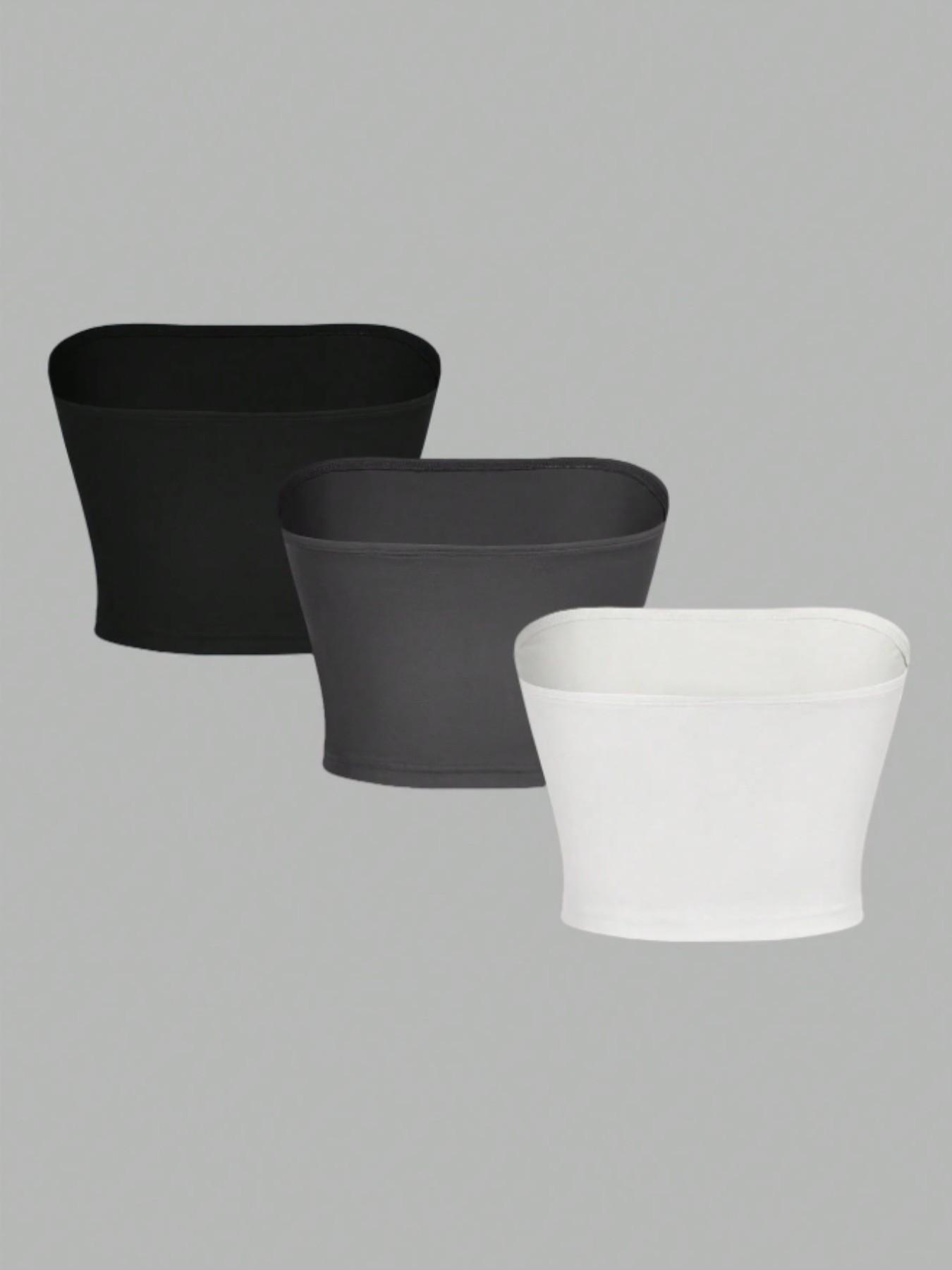 Women's Basic Solid Color Tube Top (6 Pack), Strapless Short Waist Design, High Stretch Knit Fabric, Fit, Versatile for All Seasons, Womenswear