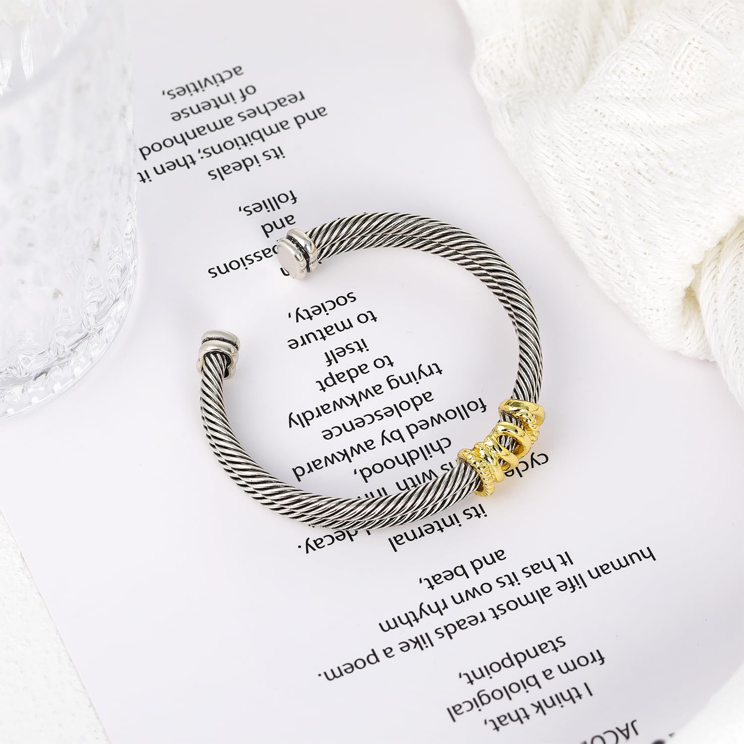 MYTYS Cable Bracelet for Women Fashion Vintage Twisted Cuff Elegant Minimalist Bangle Adjustable Wrist Jewelry Trendy Jewellery Accessories