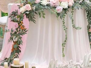 6 Pack Light Pink Cheesecloth Table Runner 23x120 inch Rustic Boho Gauze Table Runner 10 FT Long Sheer Cheese Cloth Fabric Table Runners for Romantic Wedding Bridal Shower Birthday Party Decor