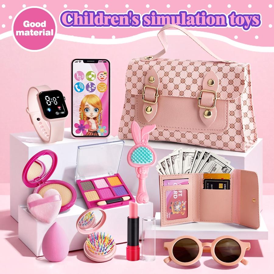 Princess Role Play Toy Set, Pretend Play Accessories, Role Playing Accessories for Girls Aged 3-8, Includes Realistic Makeup, Phone, Watch, Lipstick & Wallet, Christmas & Birthday Gift