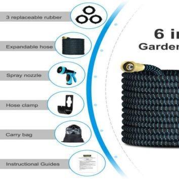 High Quality Car Washing Hose 3/4 in. x 50 75 100ft HEAVY DUTY Kink Free 4X Stronger Expandable Flexible Garden Water Hose with 10 Function Nozzles for Yard Outdoor Garden Watering Car Wash Lawn and RV