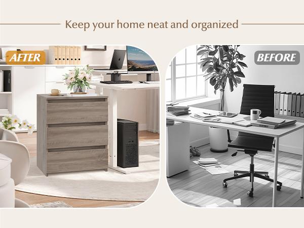 FOTOSOK White Nightstand with 3 Drawers, White Bedside Table Night Stand, Sofa Side Table 3 Drawer Nightstand for Bedroom