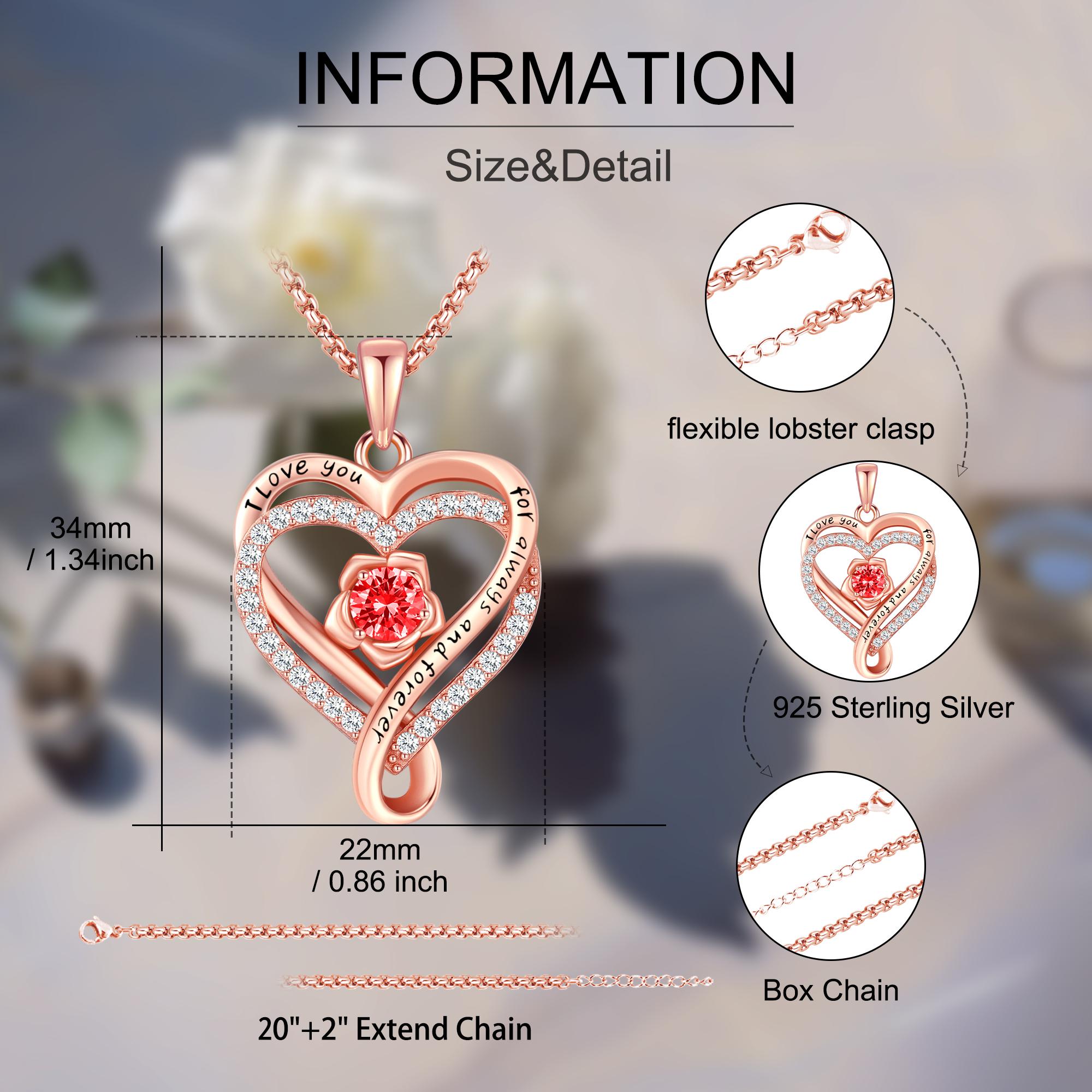 DRINSPER Elegant Birthstone Heart Necklace, Sparkly Rose Gold Heart Necklace, Trendy Necklace Fashion Matching Jewelry Accessories, Artificial Cubic Zirconia Decor, Cute Birthday Gift for Mom for Girlfriend for Women DRINSPER Elegant Birthstone Heart Necklace, Sparkly Rose Gold Heart Necklace, Trendy Necklace Fashion Matching Jewelry Accessories, Artificial Cubic Zirconia Decor, Cute Birthday Gift for Mom for Girlfriend for Women