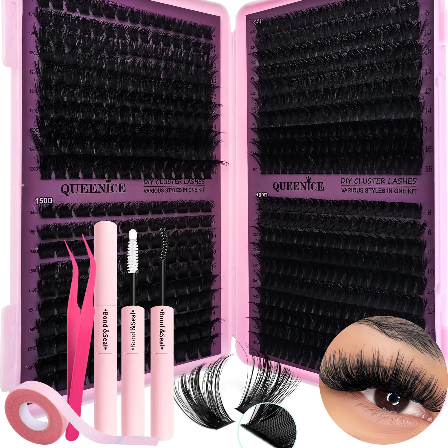 Slender and Soft False Eyelashes, Multi-Functional Eyelash Book 50D–150D with Mixed Natural Thick Eyelash Clusters (8mm–16mm), DD Curl Lashes for Daily Makeup, Charming Eyes, Beginner-Friendly Reusable Eyelash Falsies, Individual Eyelash Kit