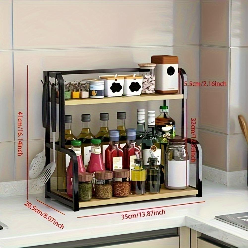 1 piece of stainless steel kitchen storage rack, multi-layer countertop condiment organizer rack, space-saving stand, an ideal item for Halloween gifts and party supplies display