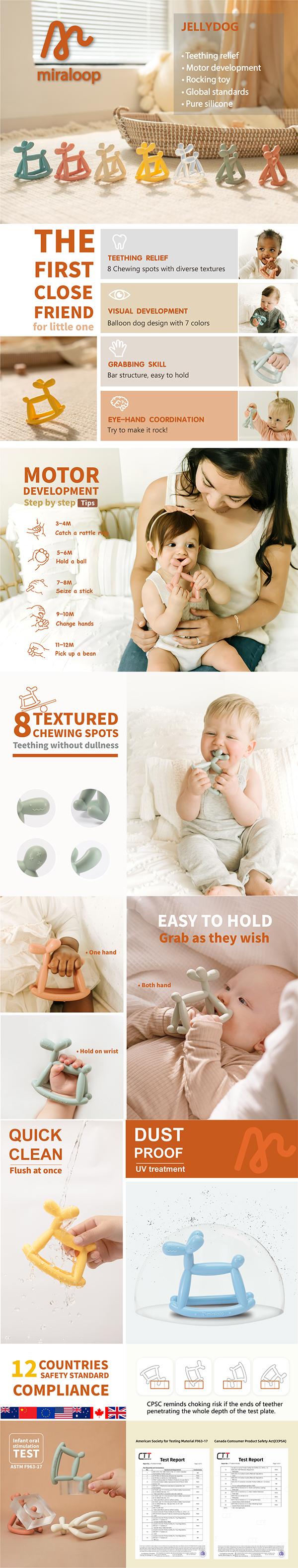 Miraloop Baby Silicone Teething toy with Rockable Crystaldog Design(3–18 Months) — 8 Chewing Ends for Teething Pain Relief, Easy-Grip Bars for Hand Training, Wrist Loop to Reduce Drops,BPA-Free Miraloop Baby Silicone Teething toy with Rockable Crystaldog Design(3–18 Months) — 8 Chewing Ends for Teething Pain Relief, Easy-Grip Bars for Hand Training, Wrist Loop to Reduce Drops,BPA-Free