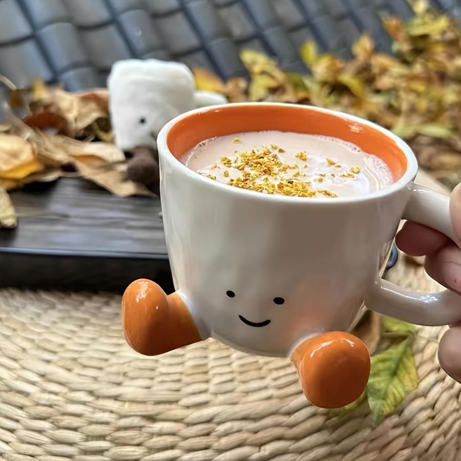 Adorable "Caramel Little Feet" Ceramic Mug — Stylish & Light Luxury Coffee Cup | Underglaze Cartoon Mug — Perfect for the Office, Breakfast, or as a Water Cup