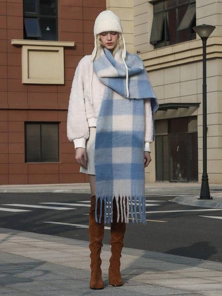 Women's Striped Cashmere Scarf, Soft Warm Woven Fabric, Casual Style, Perfect for Fall & Winter, Daily Wear, Travel Gift, Tassel Decor Shawl