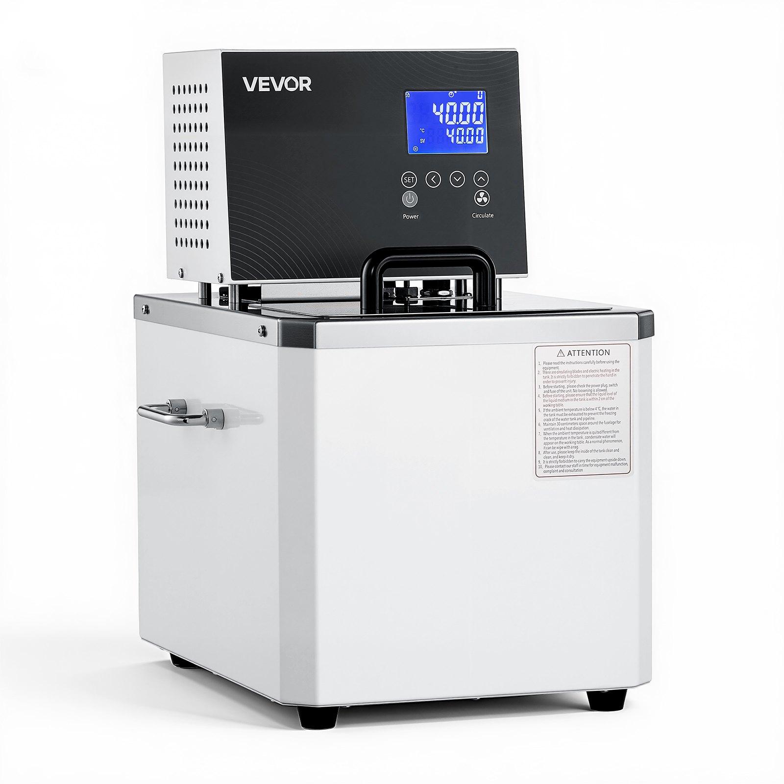 VEVOR 10L Lab Circulating Oil Bath, Digital Control, Up to 300°F/572°F, 0.1 Precision, Internal & External Dual Circulation Heating Tank for Laboratory Use, Constant Temperature, 0.1 High Precision