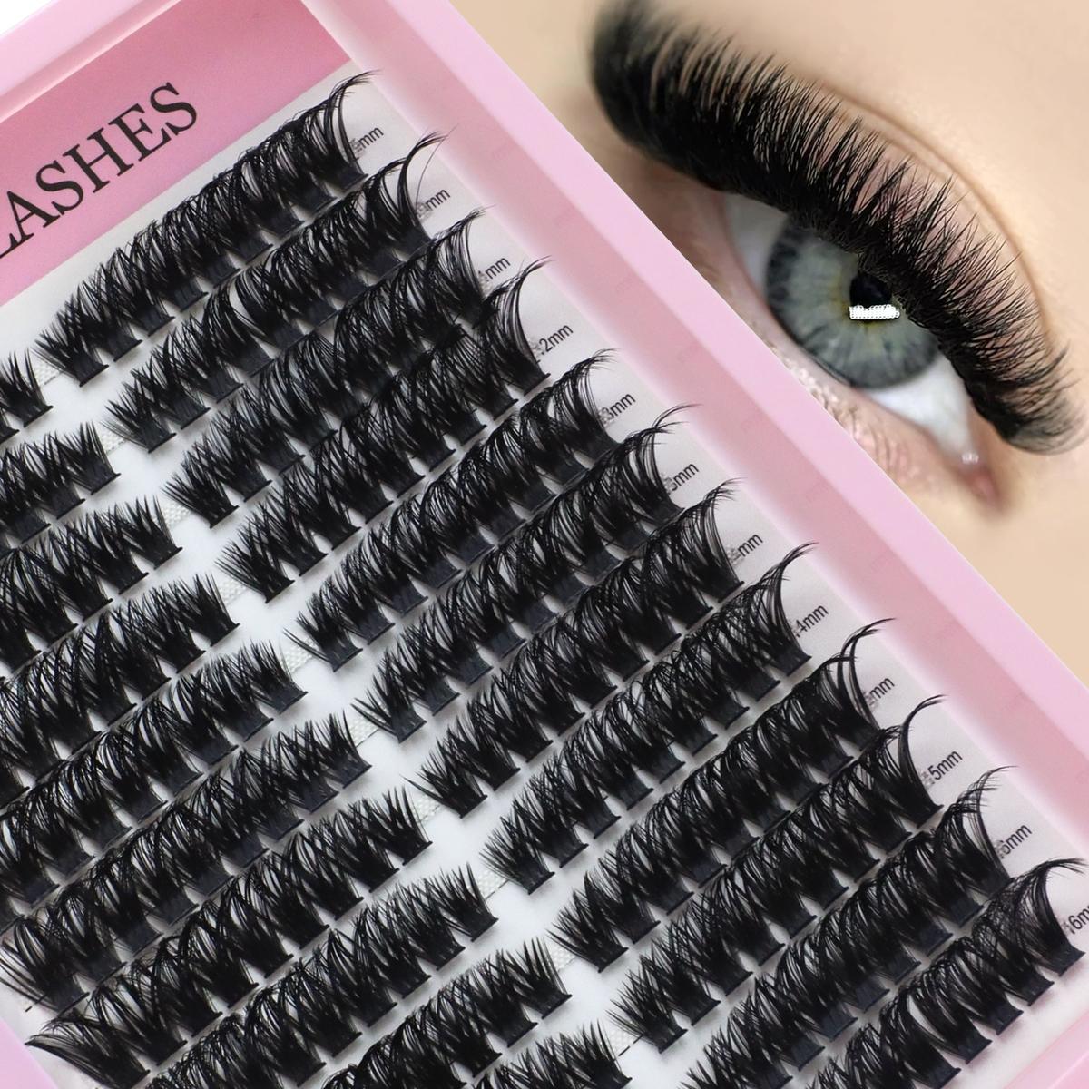 80D False Lashes, Single Cluster, D Curl, Mixed Lengths, Odorless, Easy to Apply, Ideal for Home Makeup, Perfect for Parties