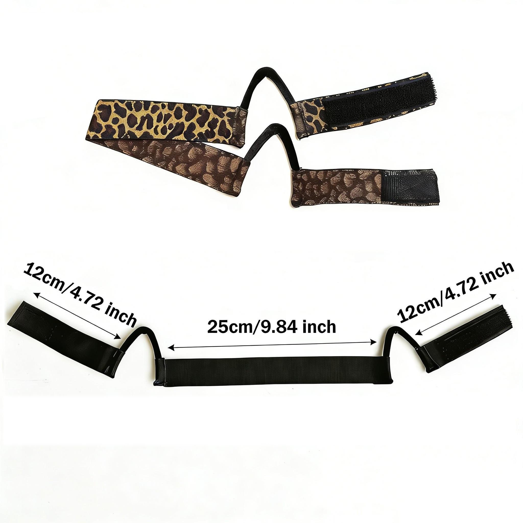 Leopard Print Dual-Sided C-Shaped Ear Cut Wig Melting Band, Adjustable Size Hairband for Lace Front Melting, Edge Laying