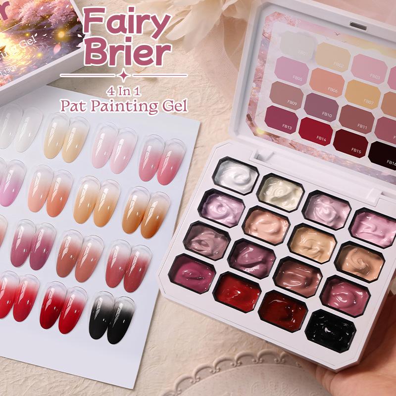 16-Color Cream Gel Nail Palette with Patting Design, Rich Shades, Gel Nail Colors, Even Color Payoff, Ideal for Nail Art, Gradient, Floral Patterns, Salon Creation, Manicure, Home Nail Styling, Pat Painting Gel, Nail Polish, Nail Art Products