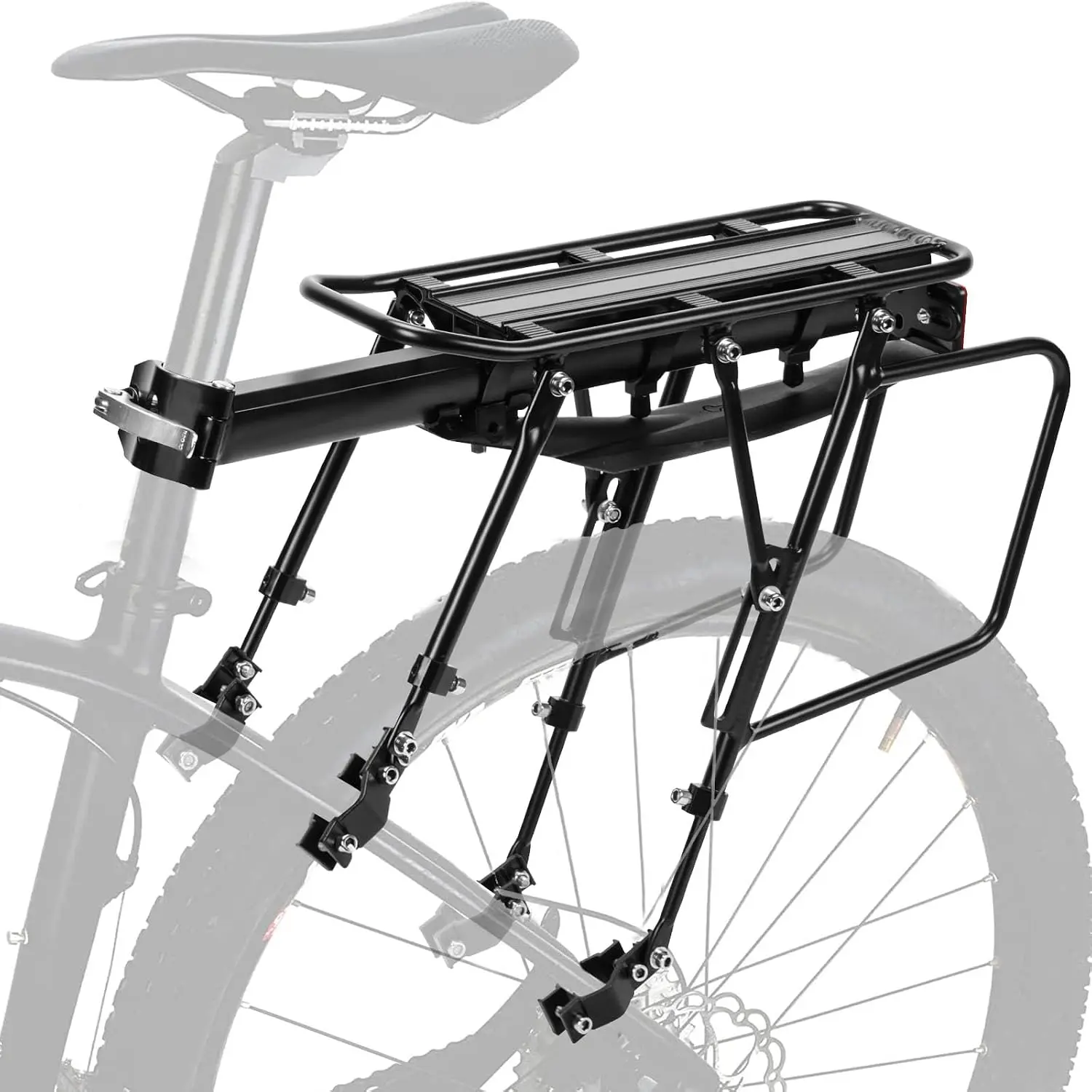 Rear  Rack, 300 LB Capacity Quick Release  Cargo Racks with Mudguard and Reflective, Adjustable  Alloy Ebike Carrier Rack for 26"-29" Frames
