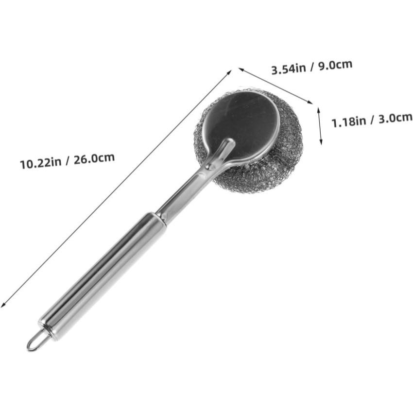 Stainless Steel Pot Brush, Kitchen Specialized Cleaning Tool, Long Handle Dishwasher Safe, Durable Wire Ball Brush, No Threads Shedding