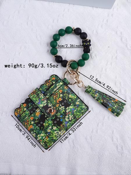 Animal Series Wrist Keychain with Colorful Beads, Cute Cartoon Design Card Holder, Perfect Gift for Friends and Holidays, Keychain Wristlet Strap