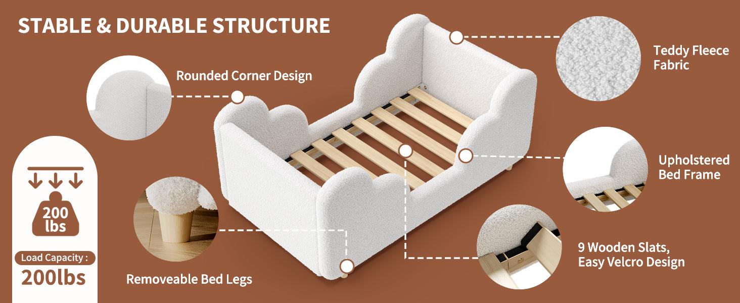 MOPHOTO Toddler Bed Toddler Floor Bed Frame with Rails & Headboard, Standard Crib Size Kids Beds for Ages 3-7 Years Girls and Boys, Montessori Floor Beds(No Mattress)