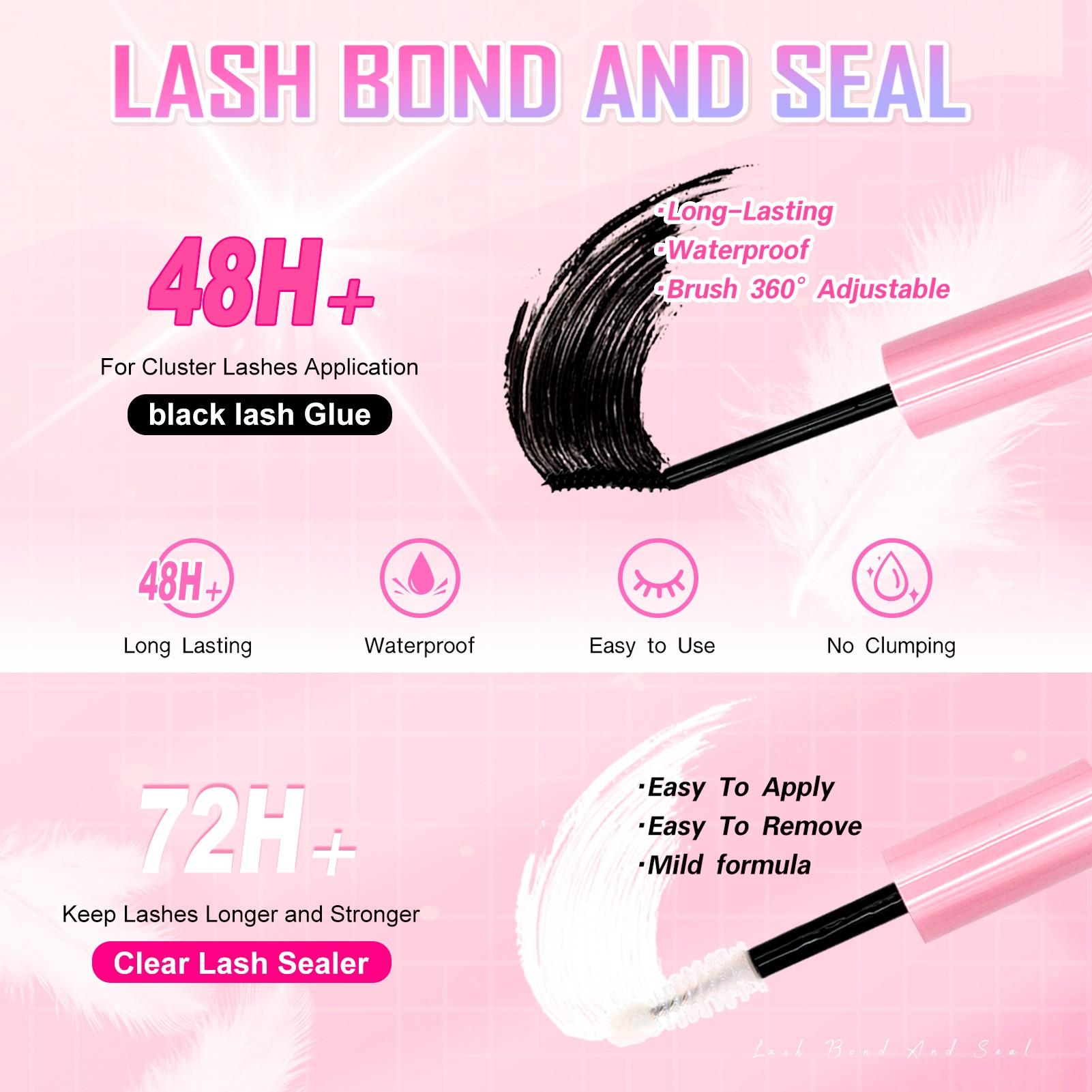 3-Piece Eyelash Adhesive & Sealing Kit, Personal Lash Glue for Strong Fix, DIY Eyelash Extensions & Remover with Brush, Allergy-Free Liquid Gel