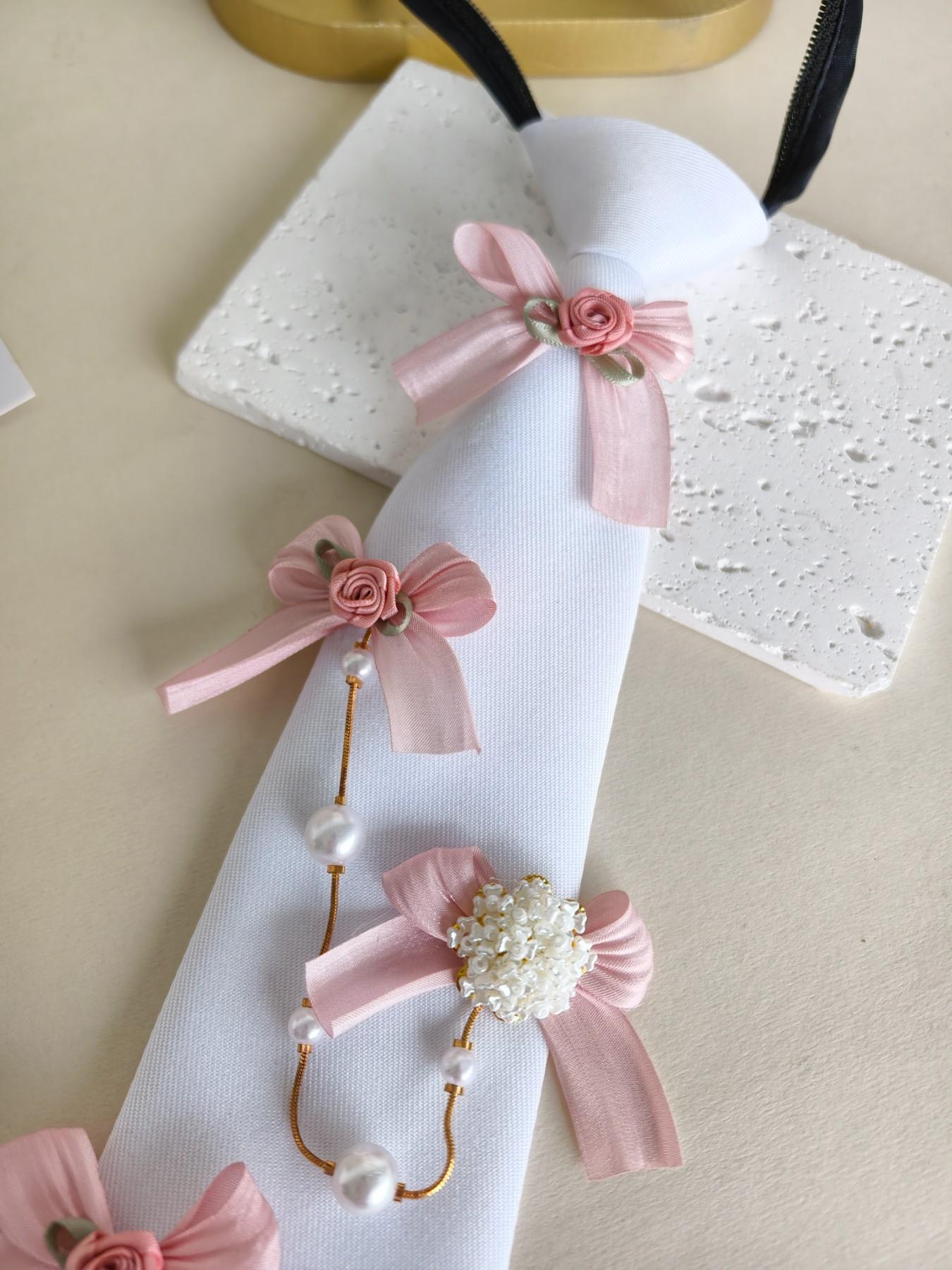 Handmade Lolita Pearl Rose Tie, Sweet Girl Butterfly Knot Decorative Tie, Jk Uniform Rose Pearl Tie Accessory, Dress Shirt Formal Wear