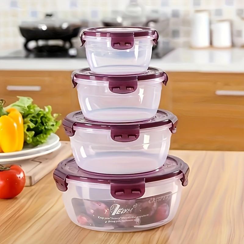 Food Storage Container with Lid, 4 Counts/set Leakproof Microwave-safe Stackable Kitchen Storage Container, Food Organizer Set for Fridge Airtight Food Storage
