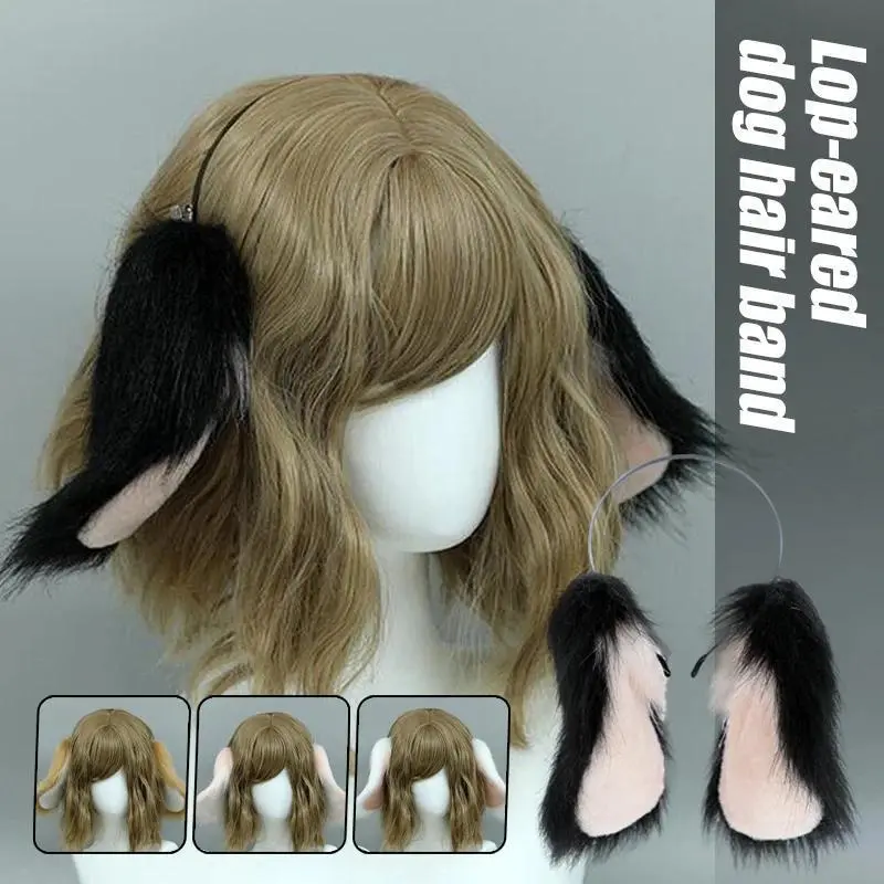 Women's Plush Fabric Faux Fur Bunny Ears Hair Band - Drooping Dog Ear Design, Soft Texture Cosplay Headgear, Party DIY Specialty Supply (Toys & Hobbies)