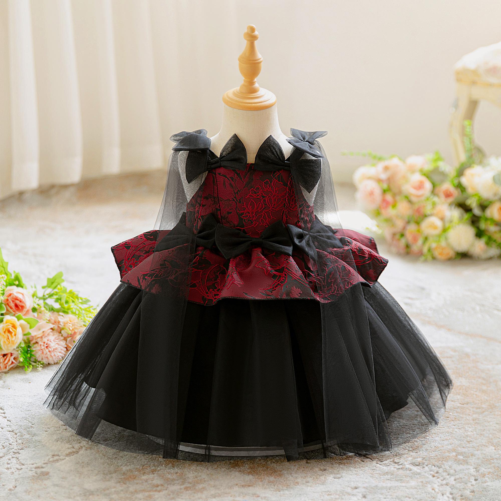 blue dress for baby girl Elegant Baby Girls Black Strapless Tulle Ball Gown Toddler Princess D –  marryshe main image 1