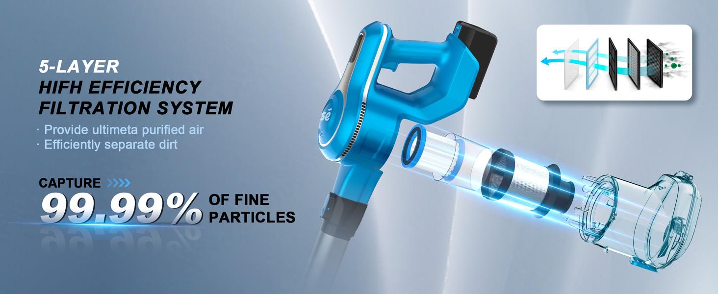 INSE S Series Cordless Vacuum Cleaner, 25Kpa 300W Powerful Cordless Stick Vacuum with 1 or 2 Batteries, Up to 45 or 90min Runtime, 6-in-1 Rechargeable Cordless Vacuum for Home Carpet Floor Pet Hair