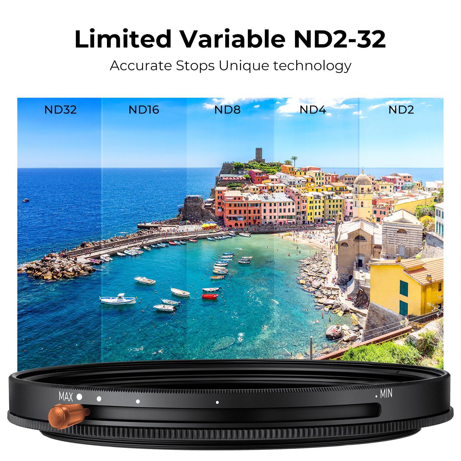 【K&F CONCEPT】 ND2-32 Variable Fader ND Filter and CPL Circular Polarizing Lens Filter in 1 for Camera Lens Waterproof Neutral Density Polarizer Filter (Nano-D Series)