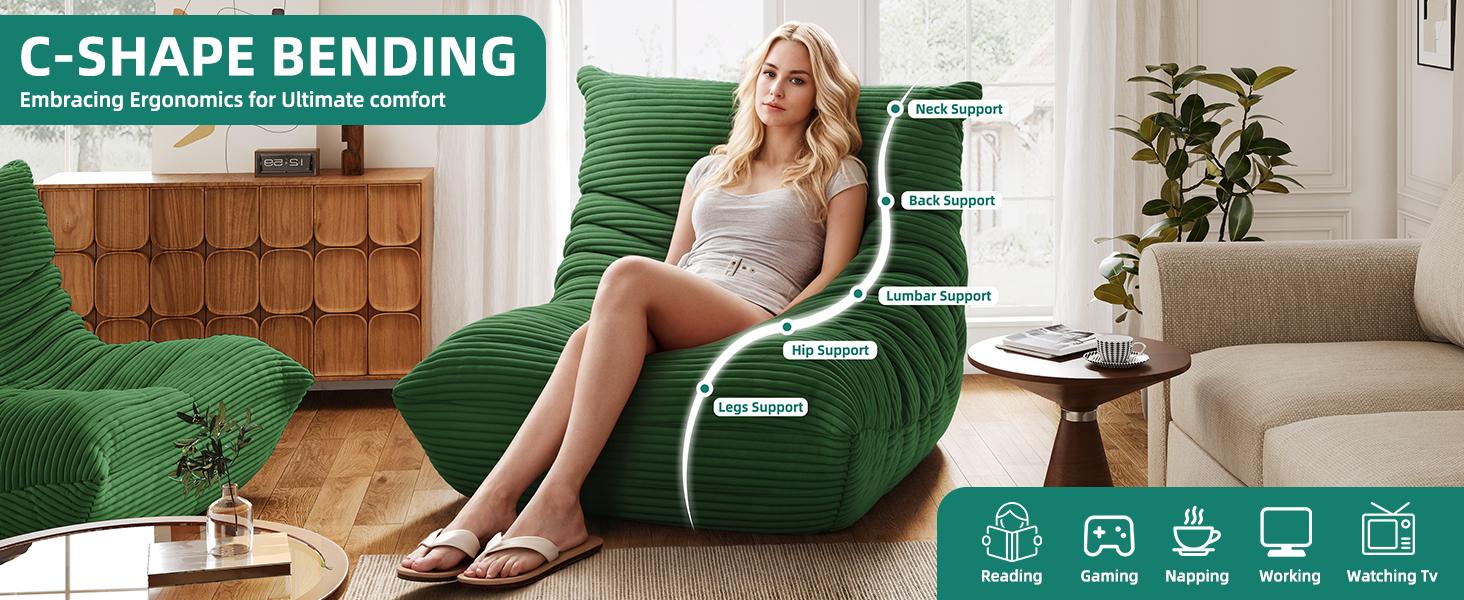 YITAHOME Bean Bag Chairs, Giant Lazy Floor Sofa with Memory Foam, Comfy Cordury Fireside Chair Beanbags, for Living Room, Apartment Dorm Office, for Adults YITAHOME Bean Bag Chairs, Giant Lazy Floor Sofa with Memory Foam, Comfy Cordury Fireside Chair Beanbags, for Living Room, Apartment Dorm Office, for Adults