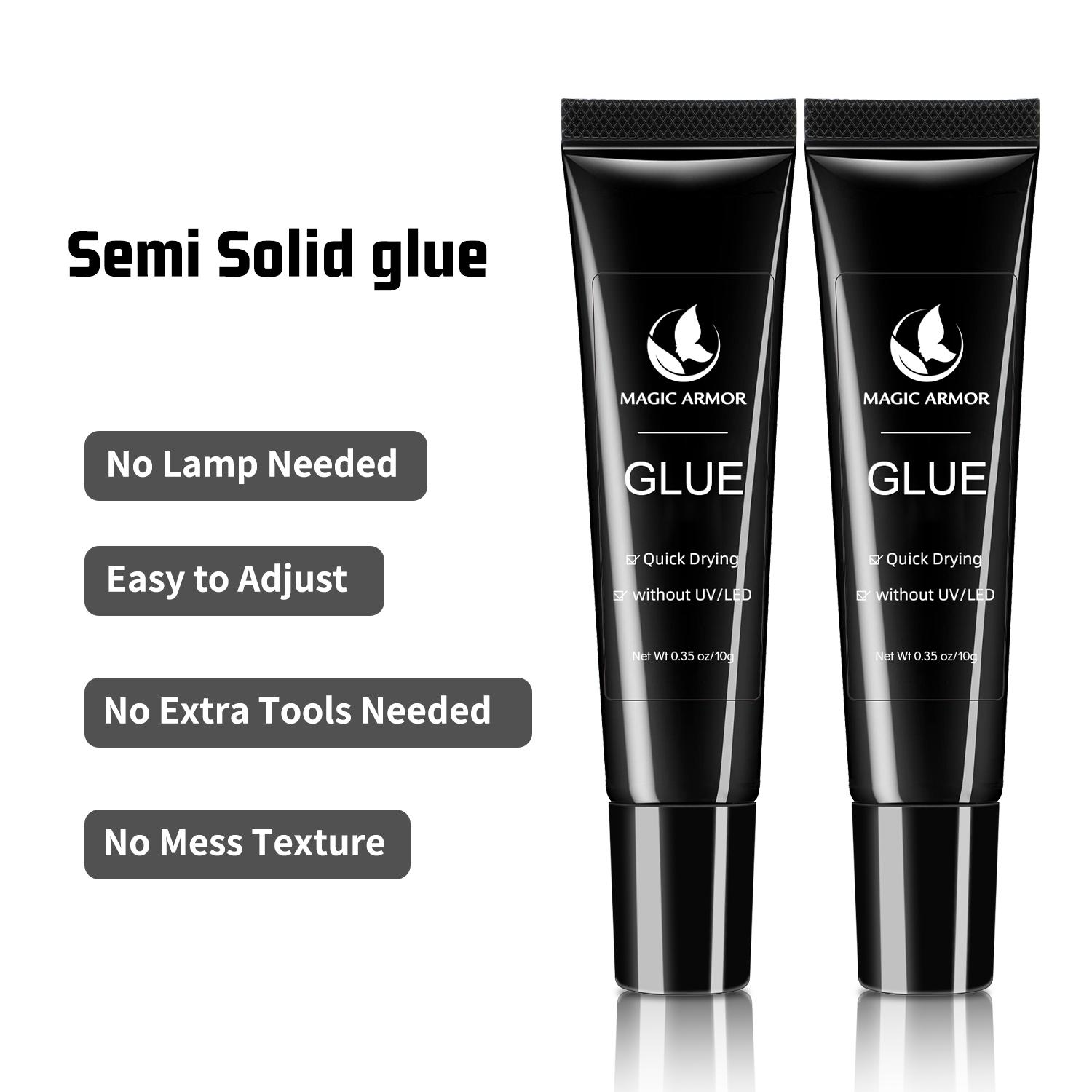 3 Pack Solid Nail Glue Gel for Press On Nail Tips, Extra Strong Nail Glue, Quick Drying Semi-solid Nail Glue, No UV Lamp Required, Long Lasting False Acrylic Nail Glue Gel (10g x 3)