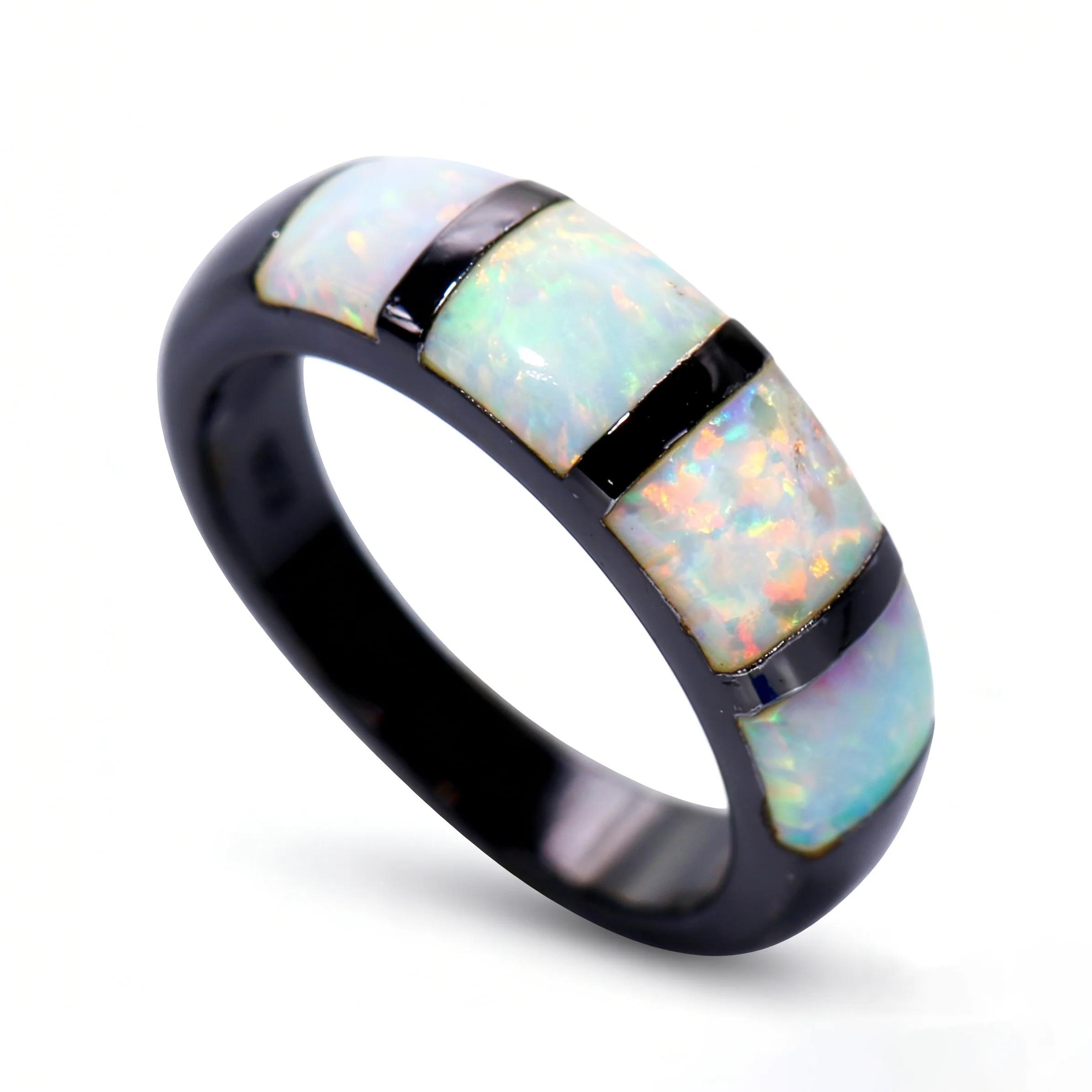 Opal Copper Ring for Women Men Gothic Vintage Jewelry Luxury Wedding Engagement Couple Matching Cocktail Rings Set Gift for Her