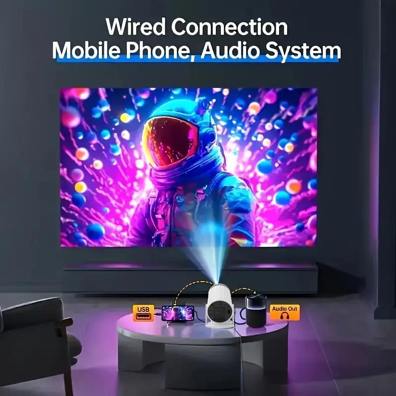 Holiday Haul Home Use Mini 4K Projector - 1080P Clear View, 5G/2.4G Dual-Band WiFi & Multi-Device Connection, Bedroom Wall Projection & Remote Screen Mirroring - Christmas Gift