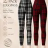 Women's Fall Winter Fleece Lining Christmas Snowflake Deer Plaid Warm Sheepskin High Waisted Leggings, Casual Plant Pattern Trousers