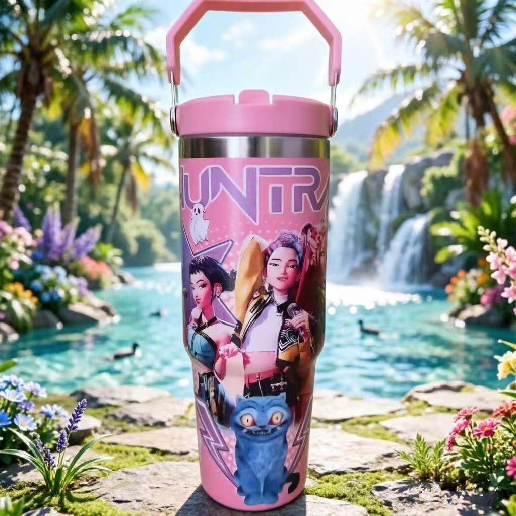 30oz K-Top Ice Cup for Car, Stainless Steel Vacuum Straw Insulated Mug, New Model, Perfect for On-The-Go Use, Durable & Stylish Design