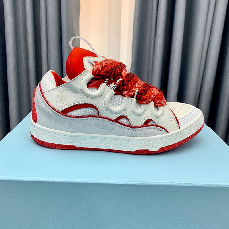 2026 ins Lanvin chunky dad shoes for men and women, leather patchwork lace-up CURB shoes, German training style trendy sports casual sneakers