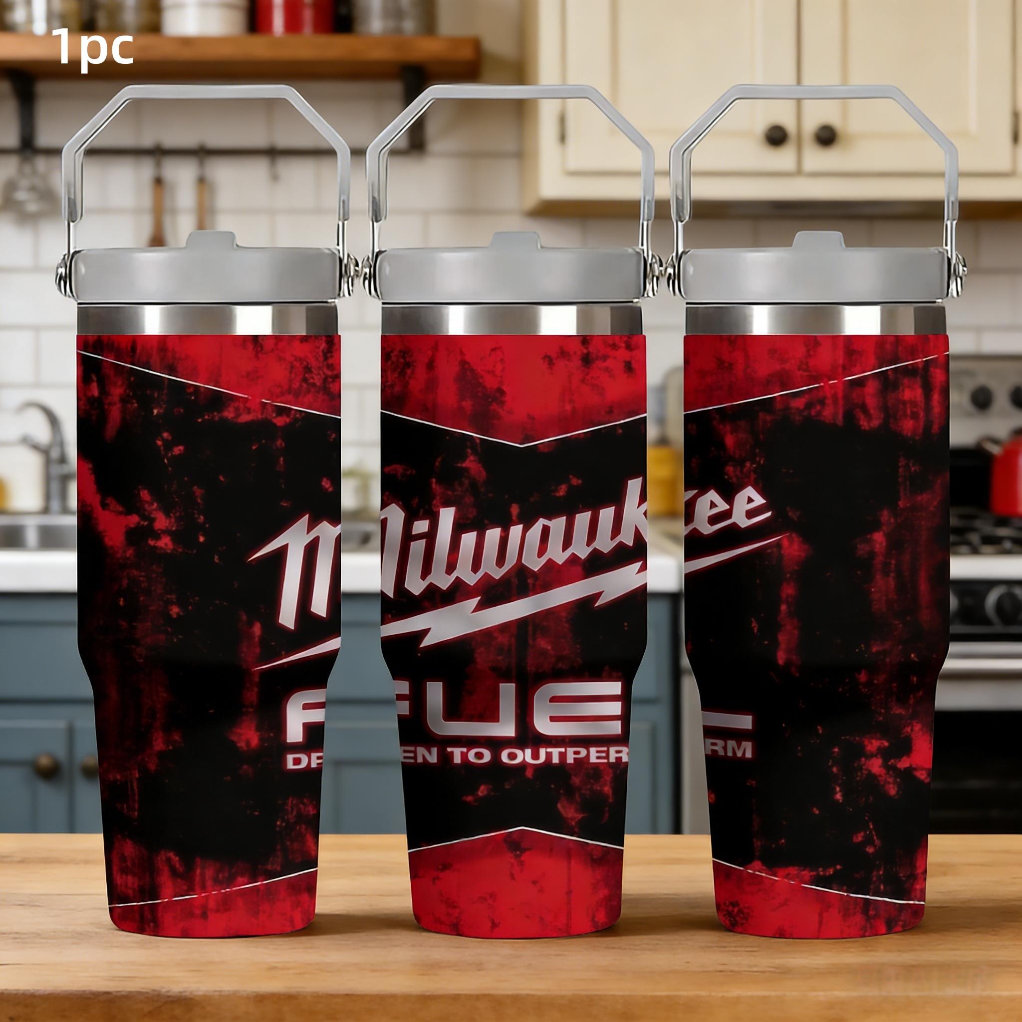 1pc 30oz Stainless Steel Insulated Tumbler – Milwaukee "Eagle Logo" Edition – Industrial-Style Water Bottle with Handle and Straw – Ideal for Outdoors, Sports, and Indoor Use – Birthday/Holiday Gift – High-Capacity Flask