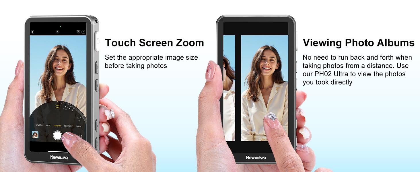 Newmowa Touchscreen Phone Vlog Selfie Monitor Screen, Magnetic Wireless Back Camera Selfie Monitor with Focus Adjustment ONLY for iPhone, Support 4K 30fps Wireless Recording for iPhone 15/16/17 TikTok YouTube Instagram