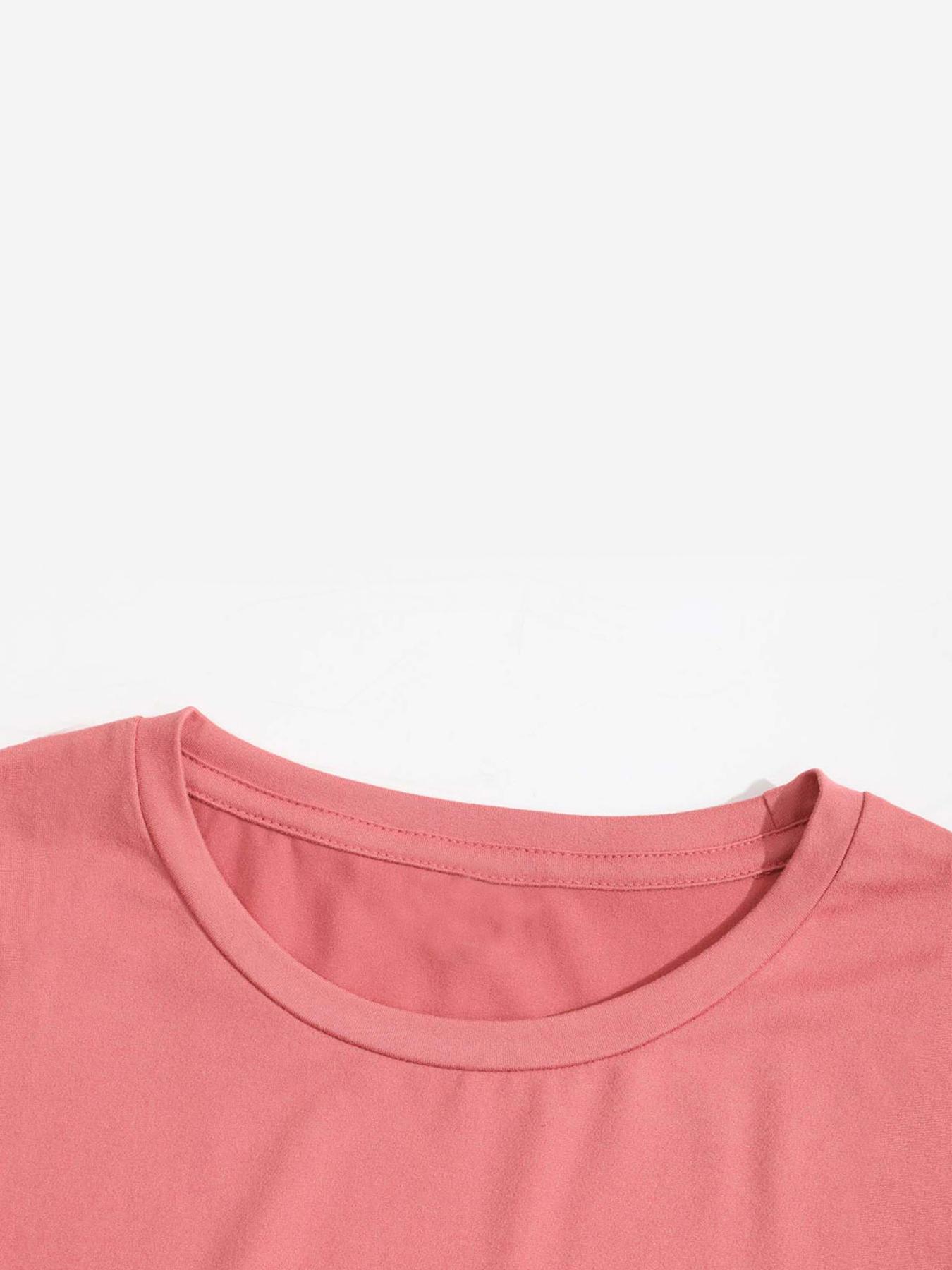 2-Pack, Short Top & Shorts Matching Set, Solid Color American Hot Girl Chic Style Slim Fit Round Neck Short Sleeve T-Shirt   Elastic Waist Casual Shorts Women's Fashion Top