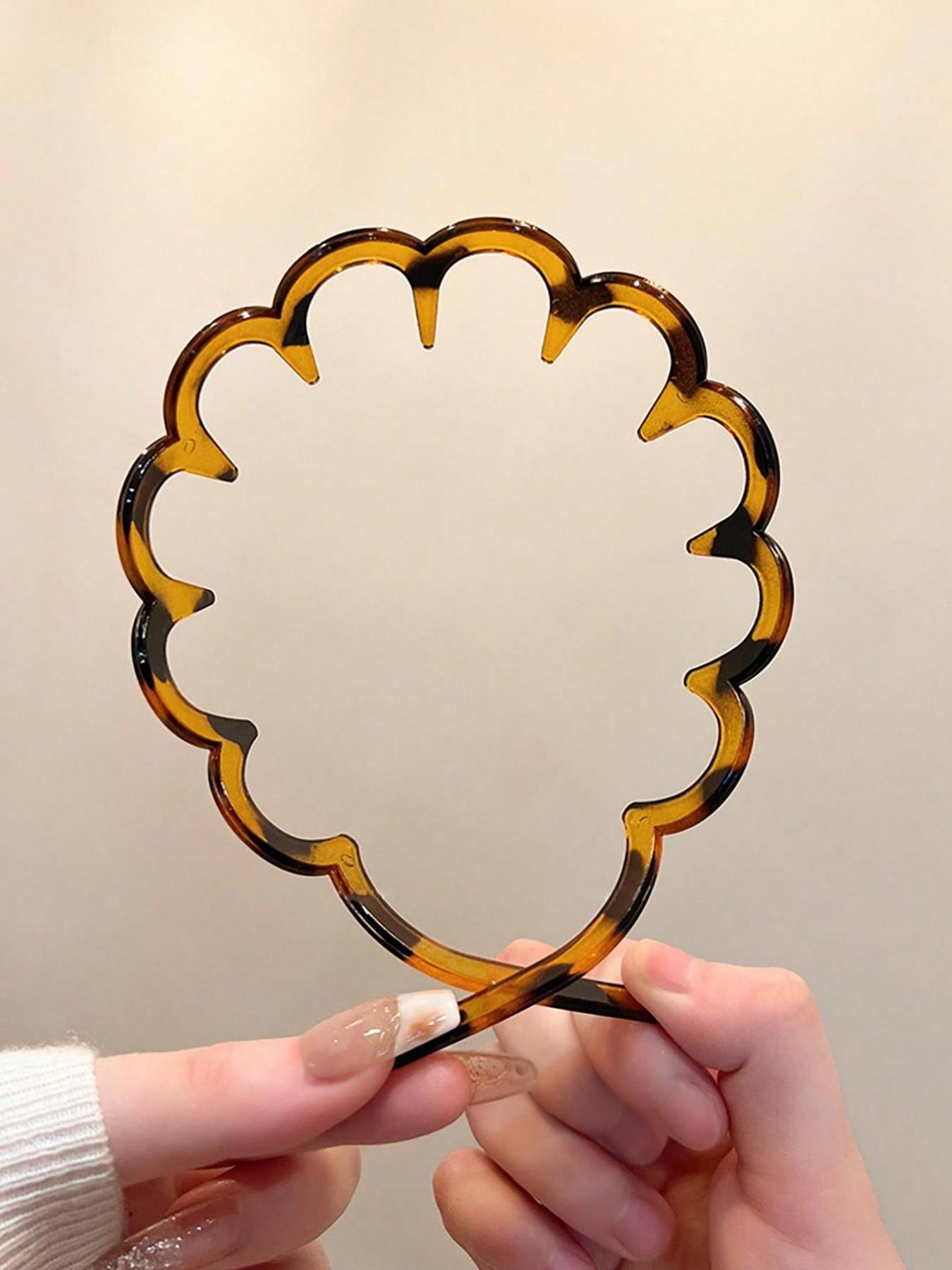 4pcs U-Shaped Wave Comb Forehead Hairband, Wavy Headband, Anti-Slip Fine Transparent Headband, Unisex Leopard Pattern, Casual Style, All-Season Hair Accessory