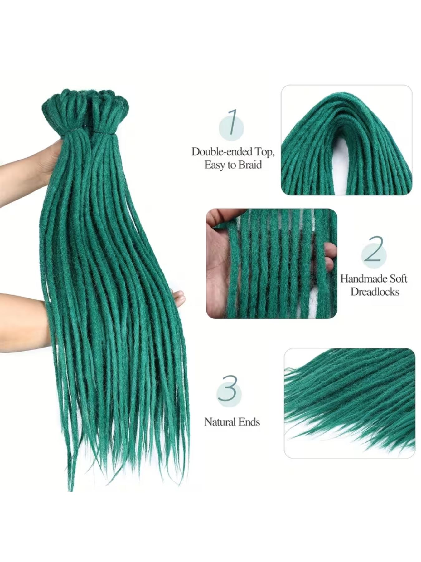 50-Pack Devil Green Double Tail Dreadlocks - Straight Synthetic Hair for Full Head Extensions, Synthetic Hair Braids, Soft & Non-Tangling, Perfect for Daily Wear & Parties, Party Hair Accessory, Easy Maintenance Hairpiece