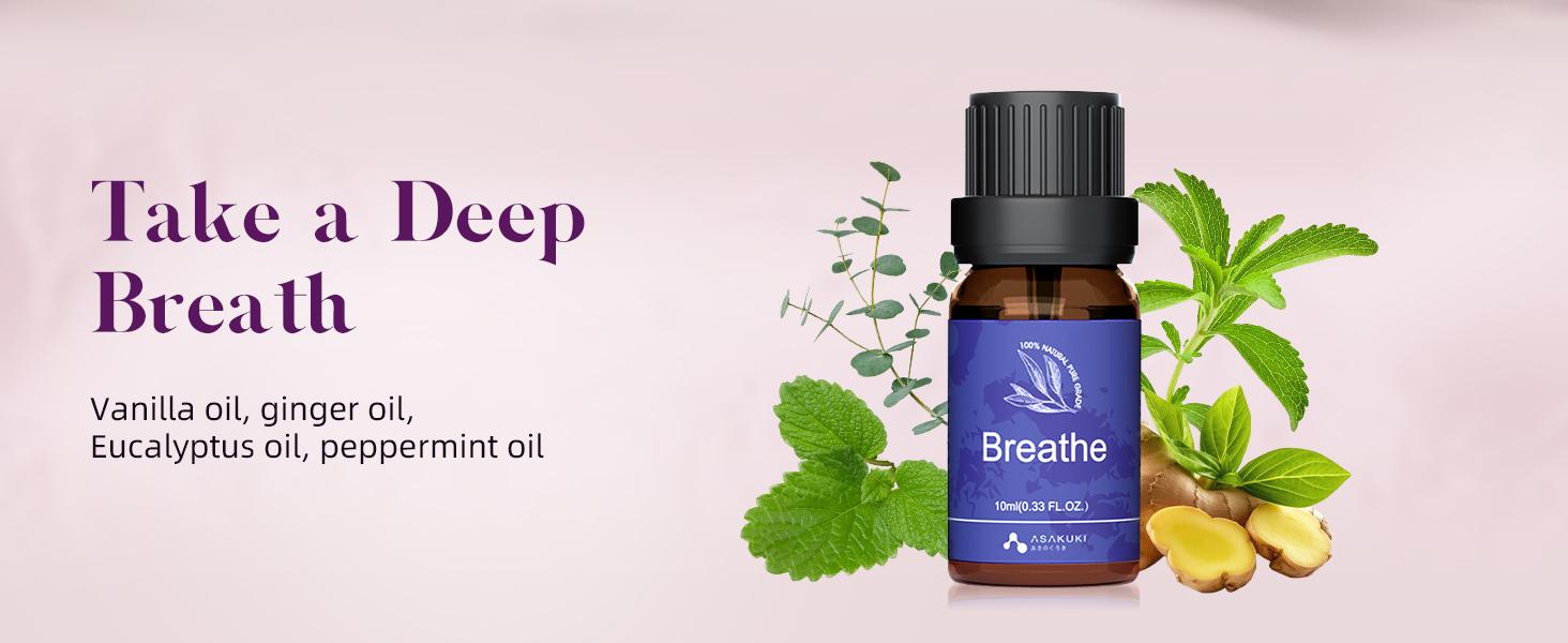 ASAKUKI 6*10ml Essential Oils Blends, Well-wishing kit for Diffusers Humidifiers Aromatherapy gift ideas Healthy Unwind Scented Healthcare Therapeutic Treatment Wellness Fitness Solution