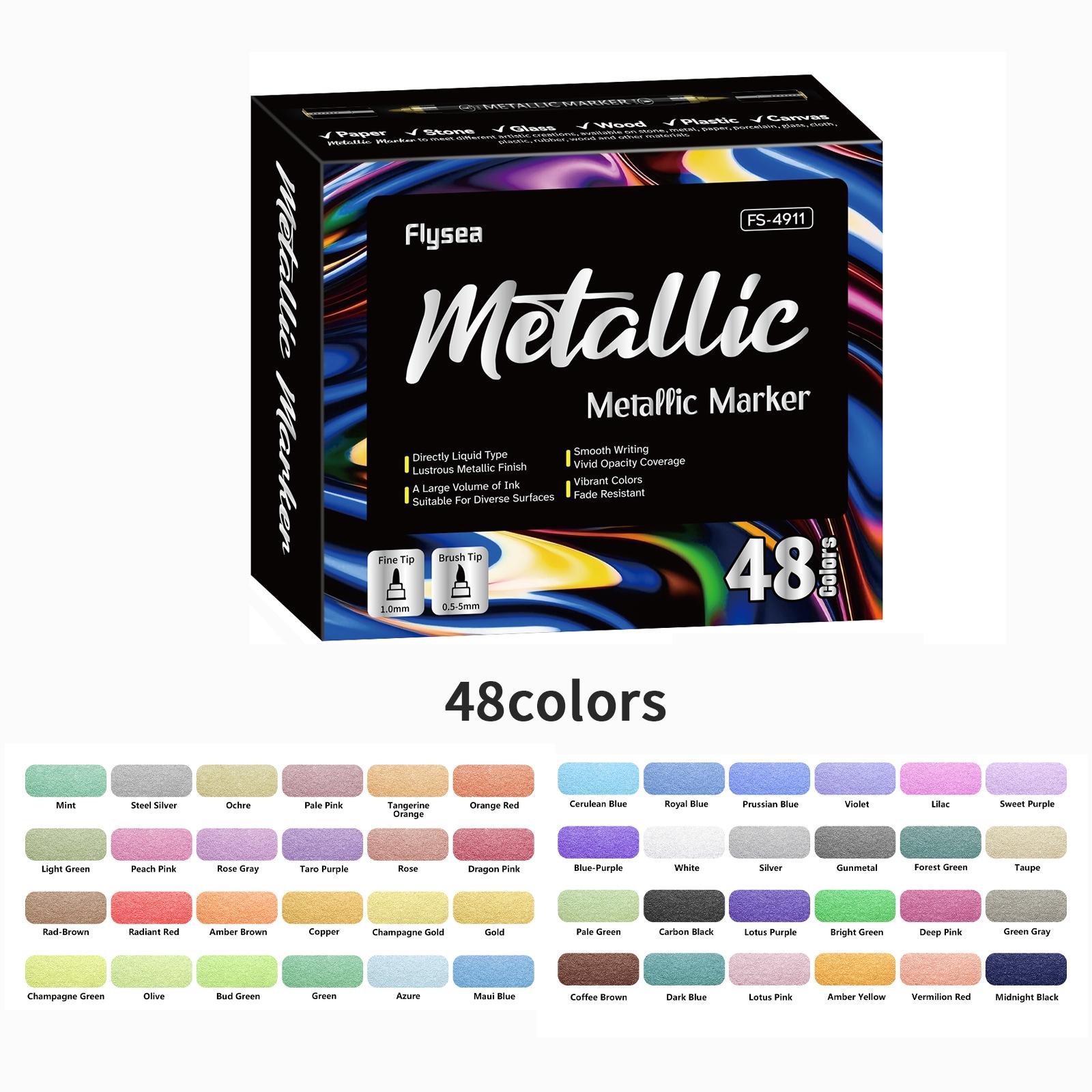 Metallic Color Markers 12/24/36/48 Colors, Non-Transparent Art Pens for Drawing, DIY Anime, School Supplies, New Condition