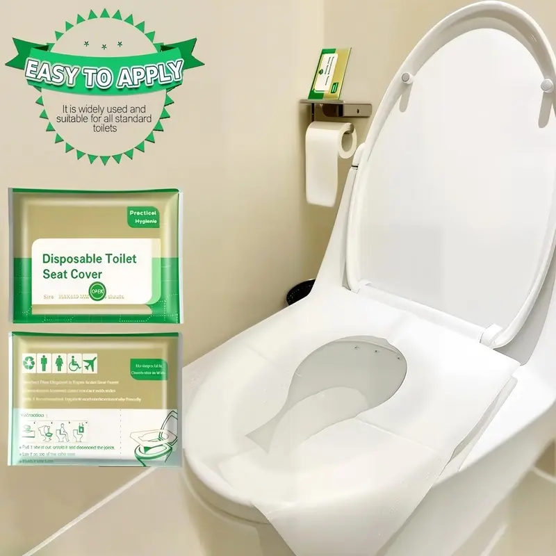 Disposable Toilet Seat Covers, 10pcs Flushable, Essential Travel Accessories for Trips, Camping, Restrooms, Toilet Seat Protector, Bathroom Accessory