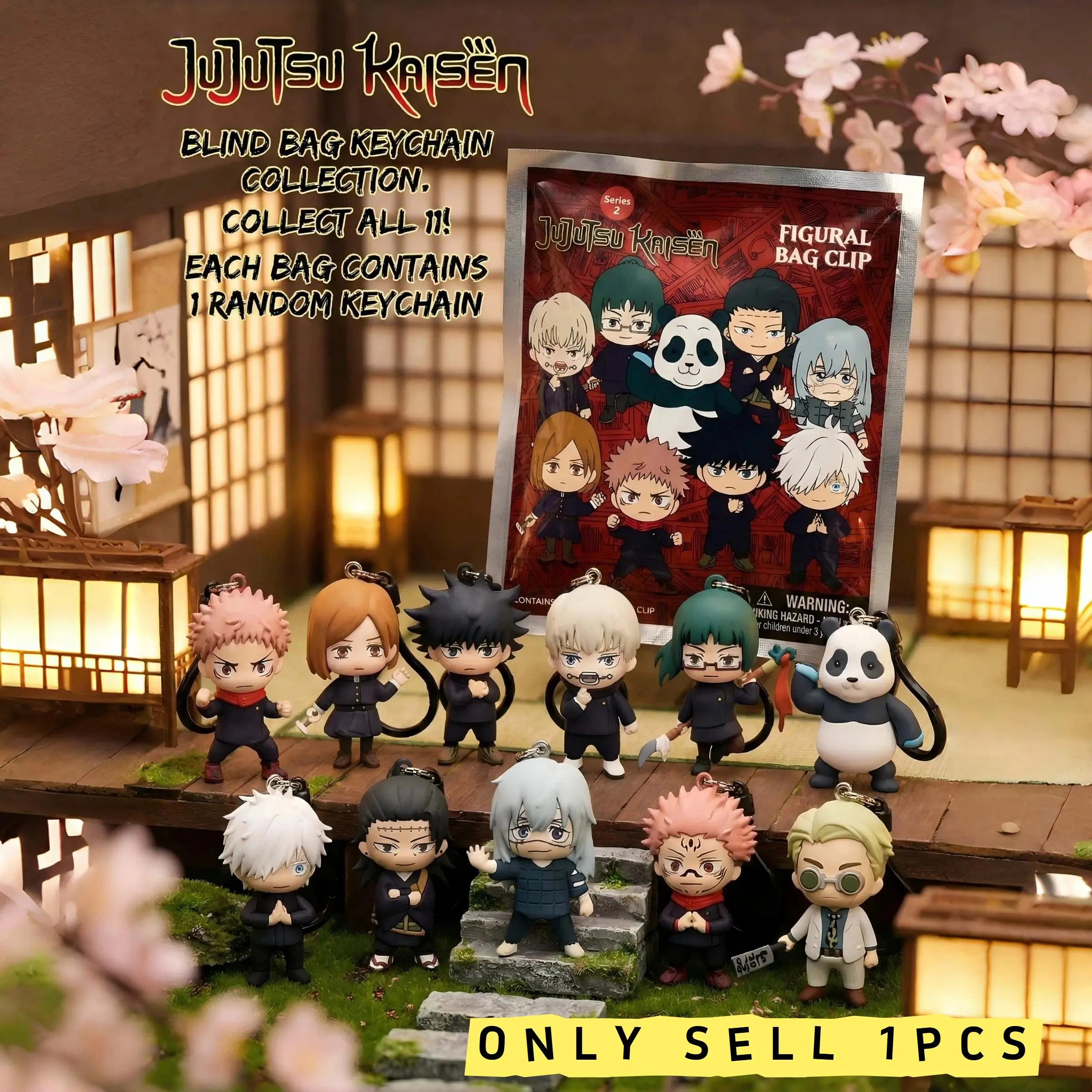 Official Jujutsu Kaisen Blind Bag Clip, Gojo Satoru Anime 3D Collectible Keychain Series Figures, Surprise Collectibles, Cool Keychains, Perfect Gift for Fans & Collectors