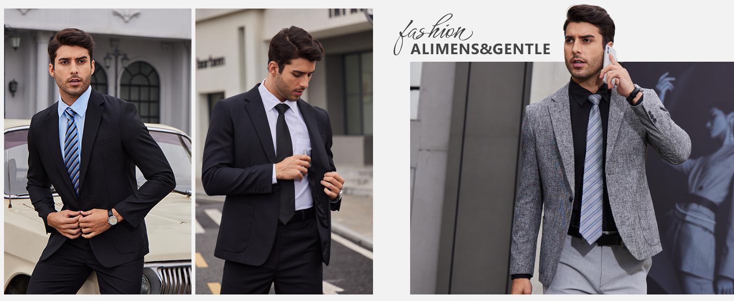 3-Pack Alimens&Gentle Men's Dress Shirts 4-way Stretch Long Sleeve Collared Solid Wedding Dating Button Down Shirts Business Casual Breathable Outfits Menswear