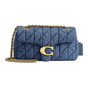 COACH Tabby 26 Logo-Embellished Denim Crossbody Bag for Women, Medium Size, Indigo