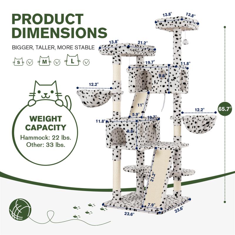 MUTICOR 65in Multi-Level Cat Tree Tower for Indoor Big Cats with Cozy Plush Perches,Cat Condo,Sisal Scratching Posts & Hammock and Baskets#TikTokShopBlackFriday #ChristmasGifts