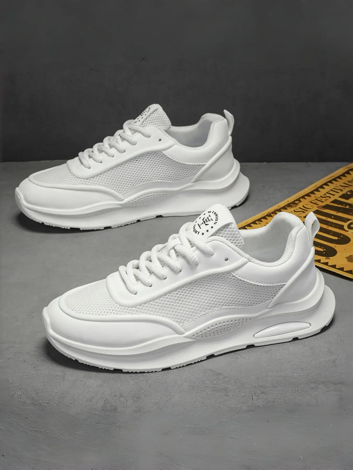 Lightweight White Sneakers with Anti-Slip Sole | Breathable Mesh for All-Day Wear