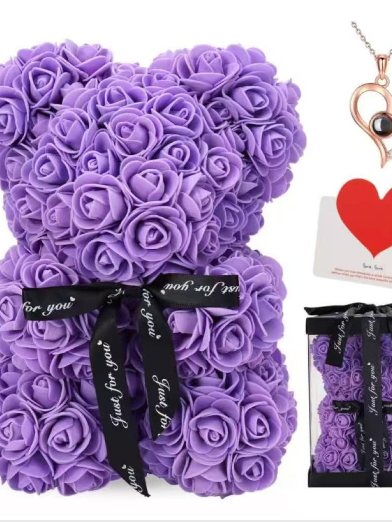 Set Includes 100 Languages Necklace Bear Card Gift Box Mother's Day Gift for Mom Valentine's Day Gift for Girlfriend